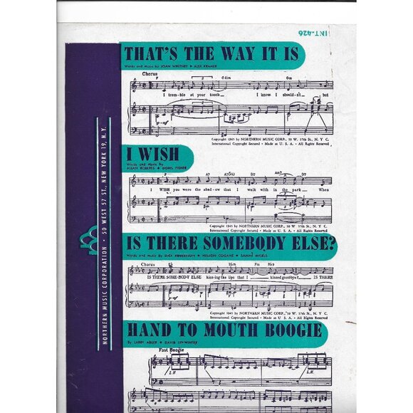 Vintage Sheet Music  I WISH Great Graphics 1945 Womans Silhouette - Picture 2 of 2